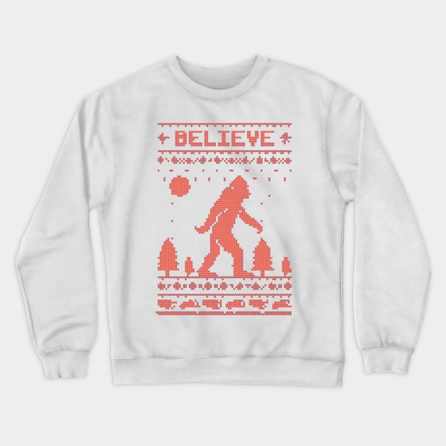 believe bigfoot ugly christmas Crewneck Sweatshirt by crackdesign